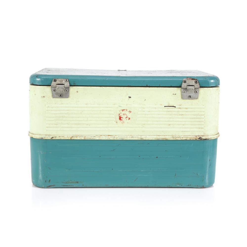 Rustic Turquoise and White Metal Cooler