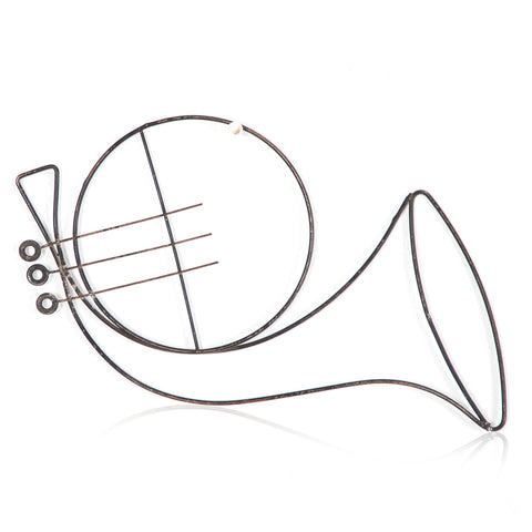 Grey Metal Wire French Horn