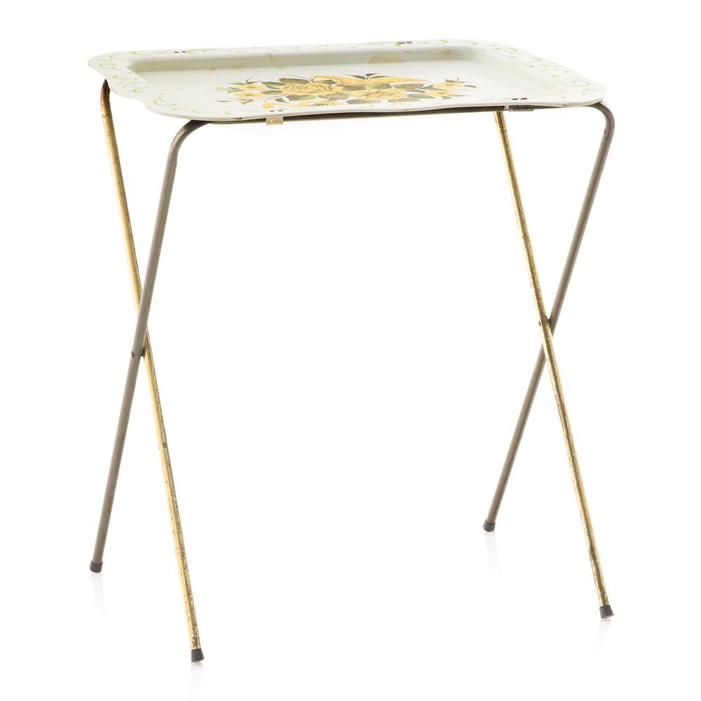 White Floral Tray Table