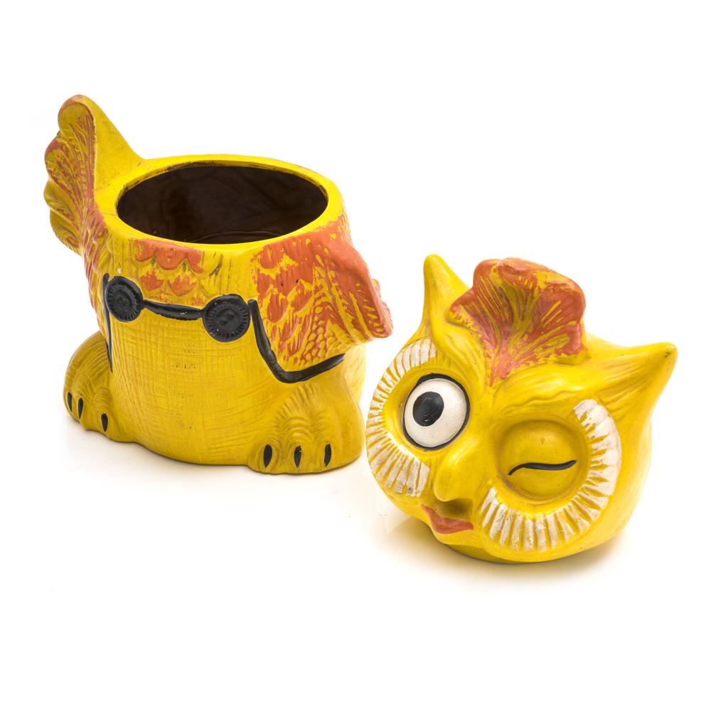 Yellow Ceramic Owl Cookie Jar
