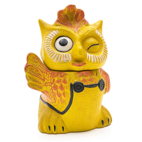 Yellow Ceramic Owl Cookie Jar