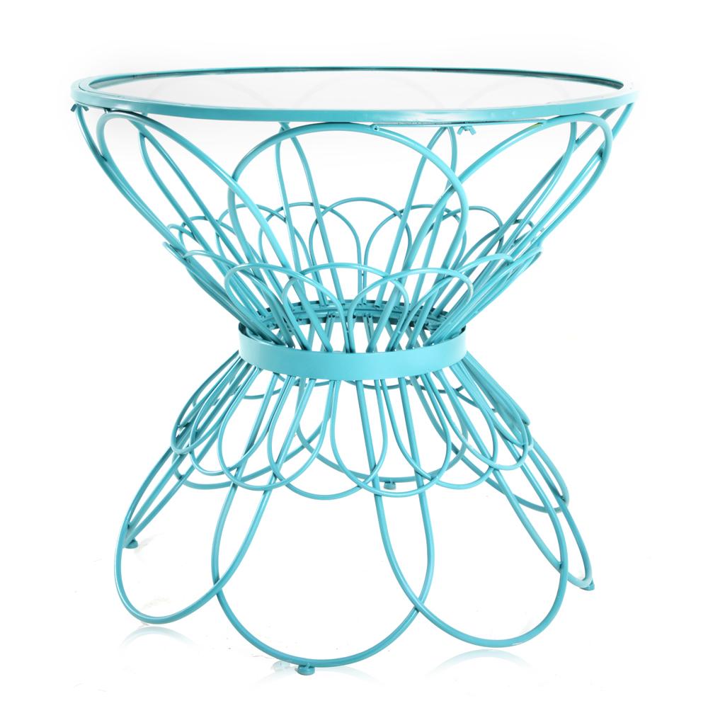 Turquoise & Glass Outdoor Table