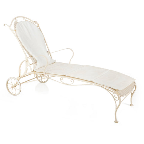 White Outdoor Chaise with Wheels