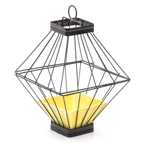 Black Caged Planter with Yellow Holder