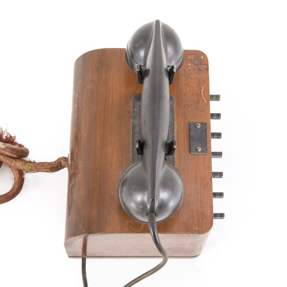 Vintage Wood and Black Tabletop Phone