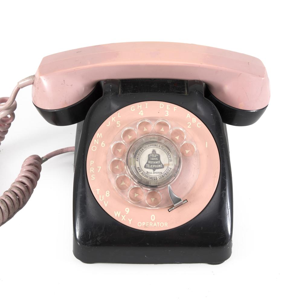 Black and Pink Rotary Phone