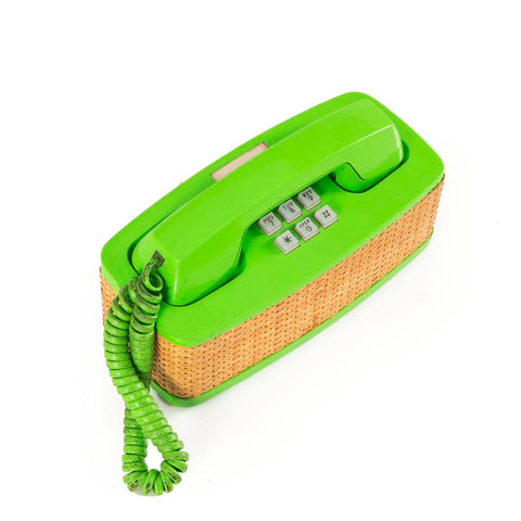 Lime Green & Wicker Telephone - Touchtone