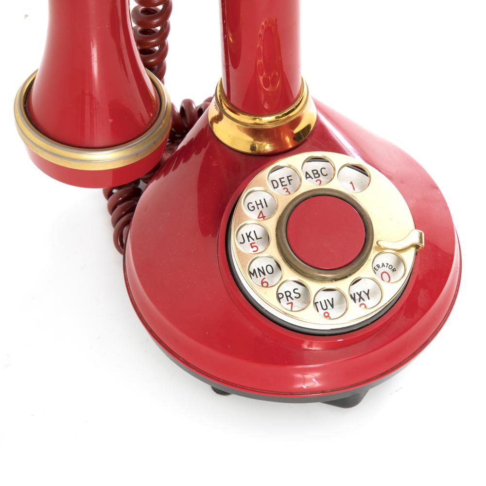 Red Plastic Candlestick Phone