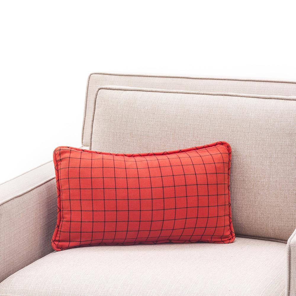Orange + Black Grid Lumbar Pillow