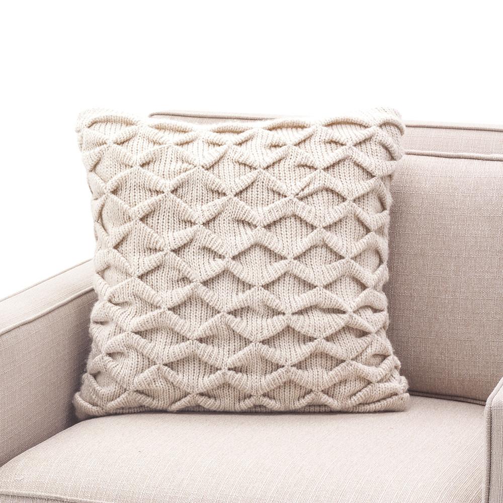 Off-White Knit Patterned Pillow