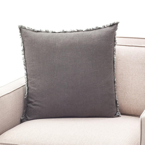 Simple Grey Fringed Pillow