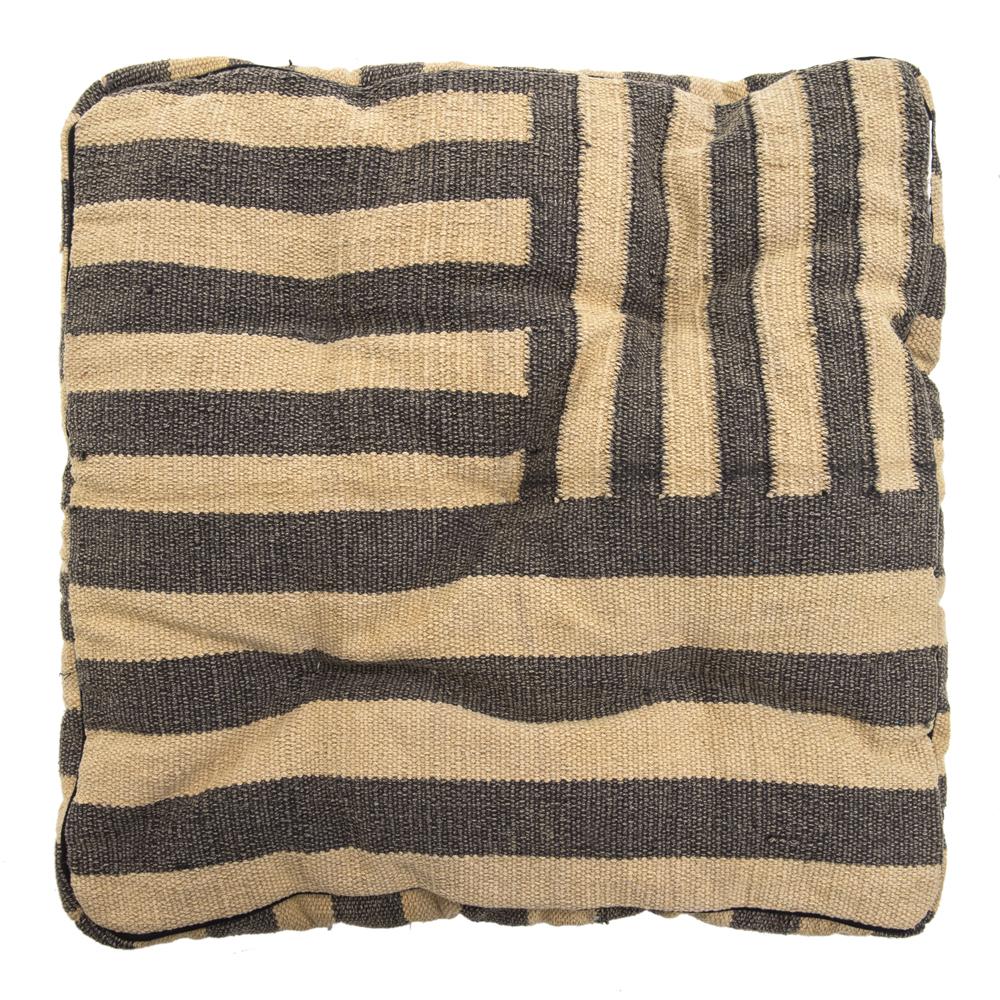 XL Tan & Black Striped Floor Pillow