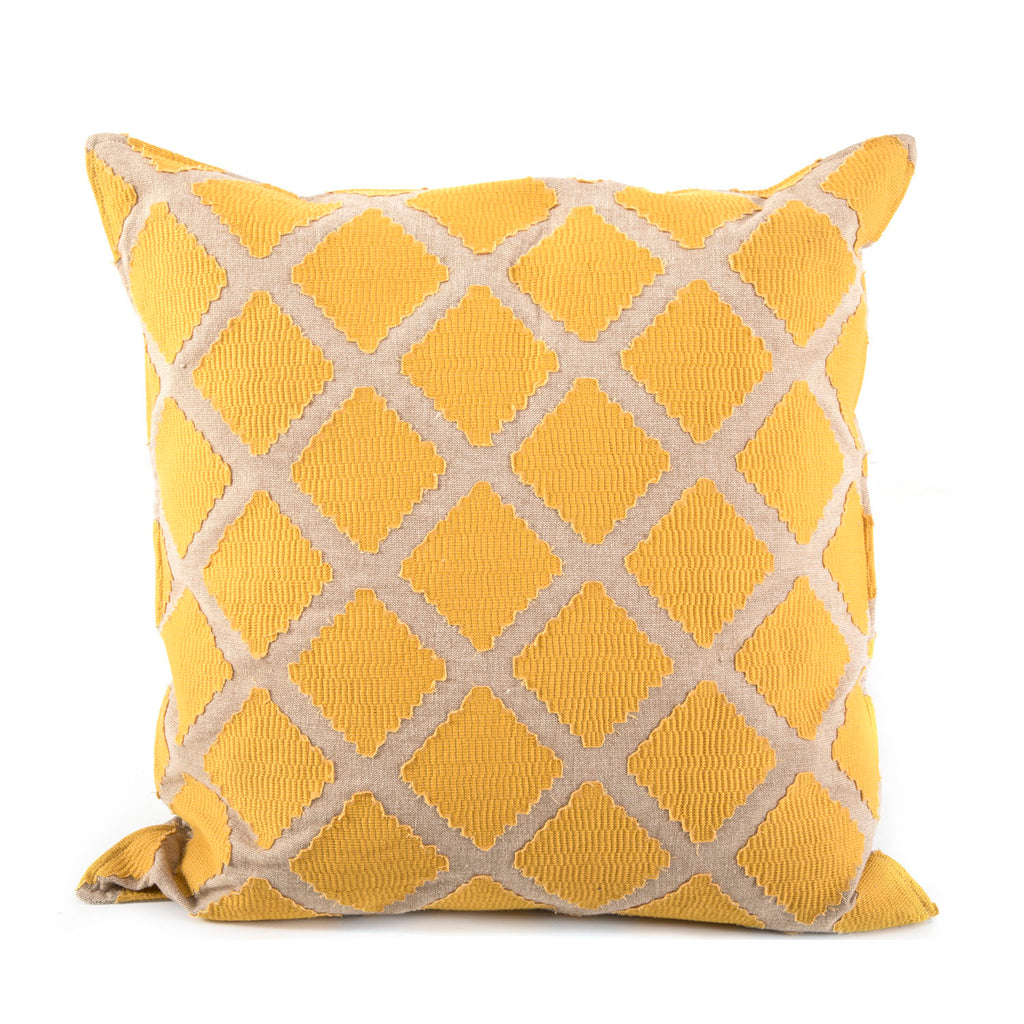 Yellow Mustard Diamond Pattern Pillow