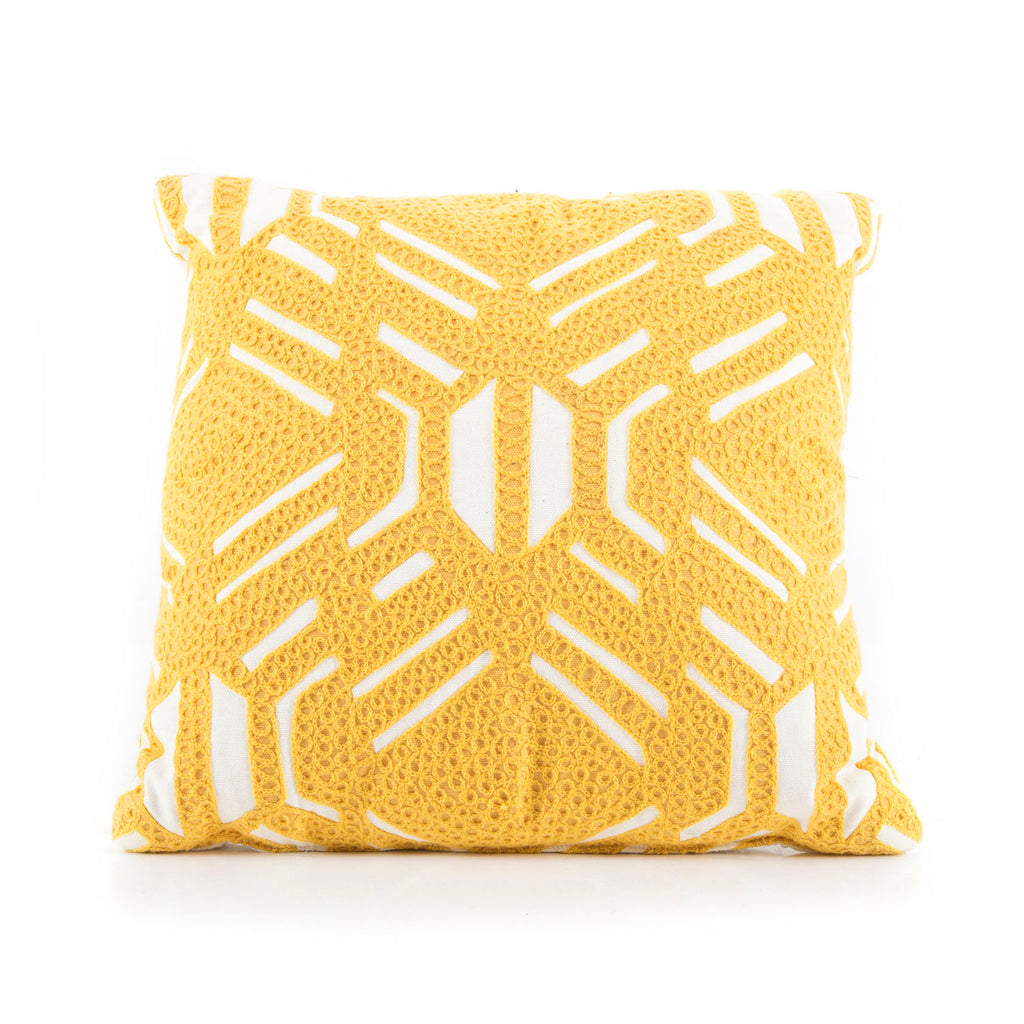 Yellow and Cream Modern Patterned Pillow