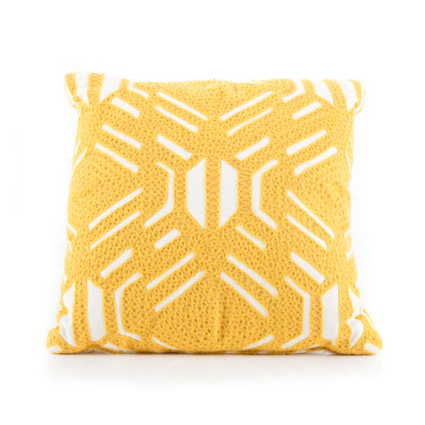 Yellow and Cream Modern Patterned Pillow