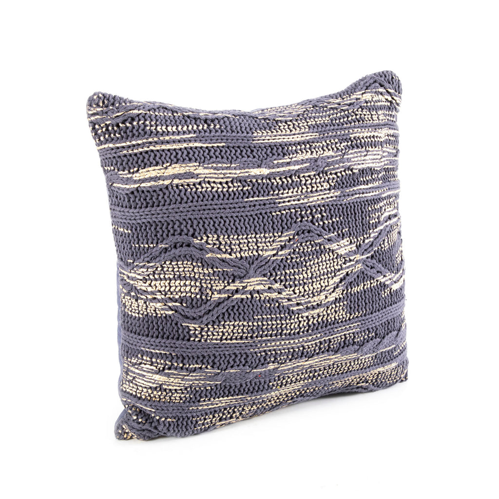 Blue Braid Knit Pillow