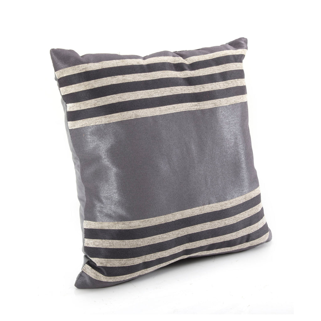 Silver + Natural Striped Pillow