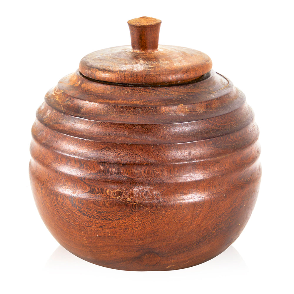 Wood Dark Ridged Jar (A+D)