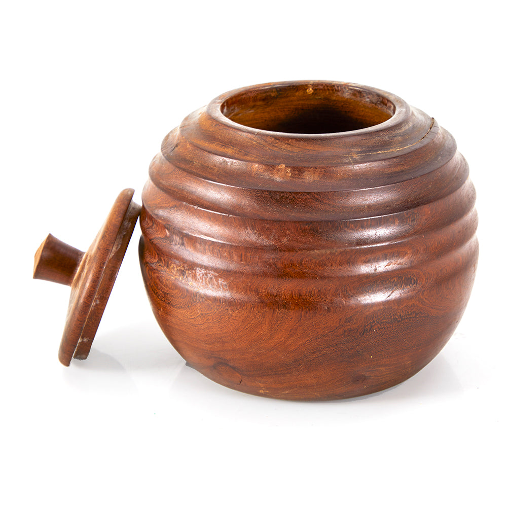 Wood Dark Ridged Jar (A+D)