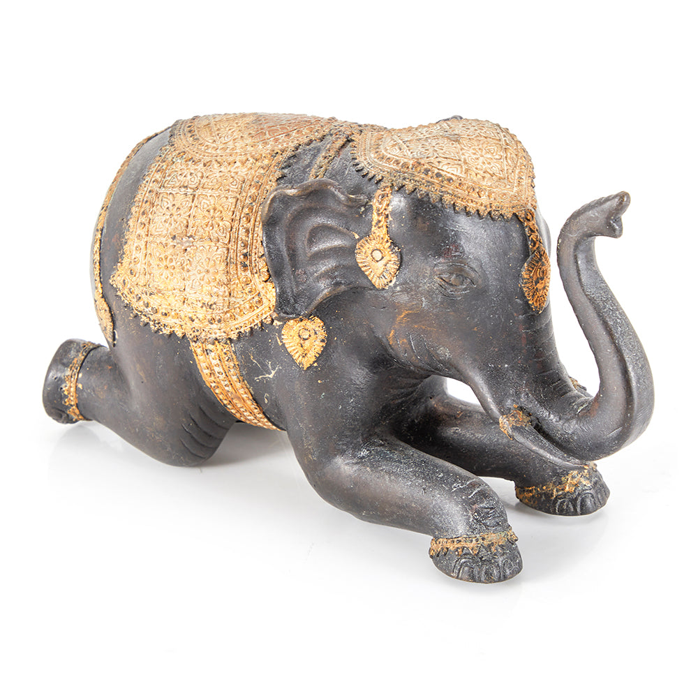Black Indian Elephant Figurine (A+D)