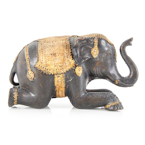 Black Indian Elephant Figurine (A+D)