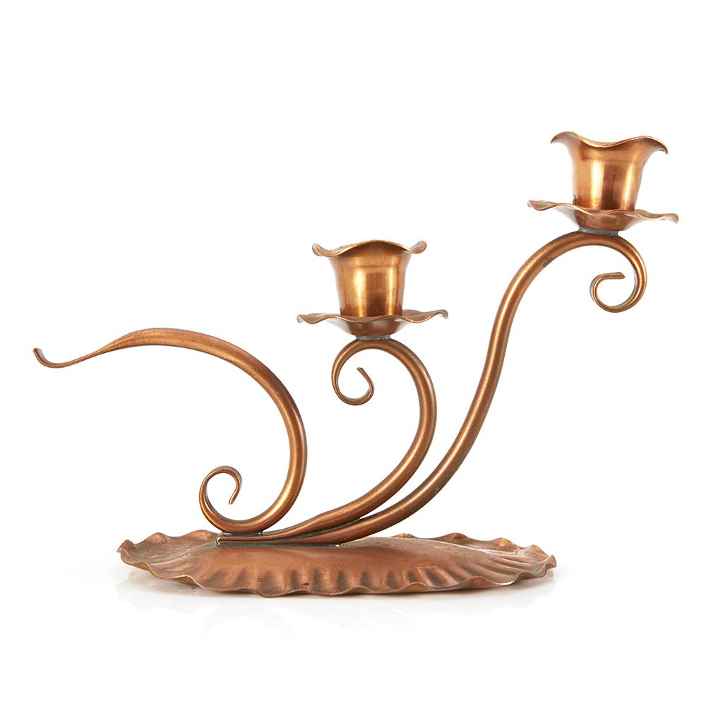 Copper Daffodil Double Candle Holder (A+D)