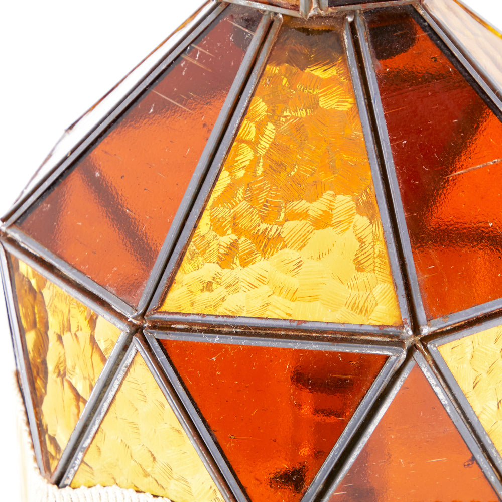 Red Yellow Stained Glass Shade Table Lamp