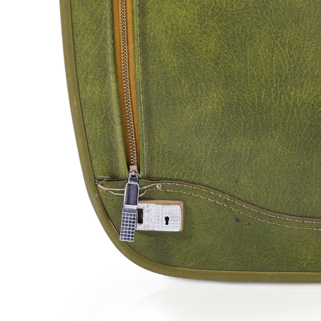 Green Leather Suitcase Pair