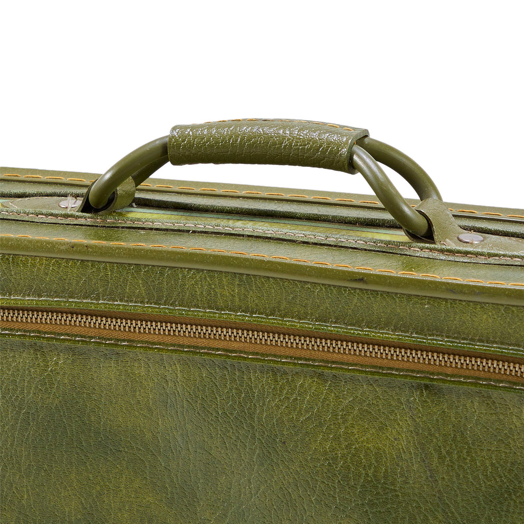 Green Leather Suitcase Pair
