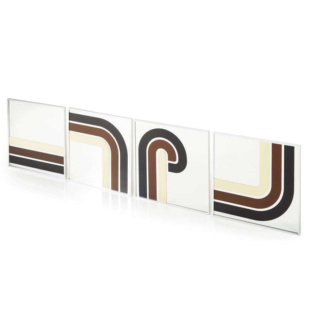 White 70's Stripes Small Square Wall Mirror