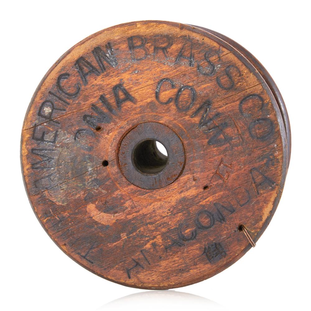 Wood Rustic Industrial Copper Wire Spool