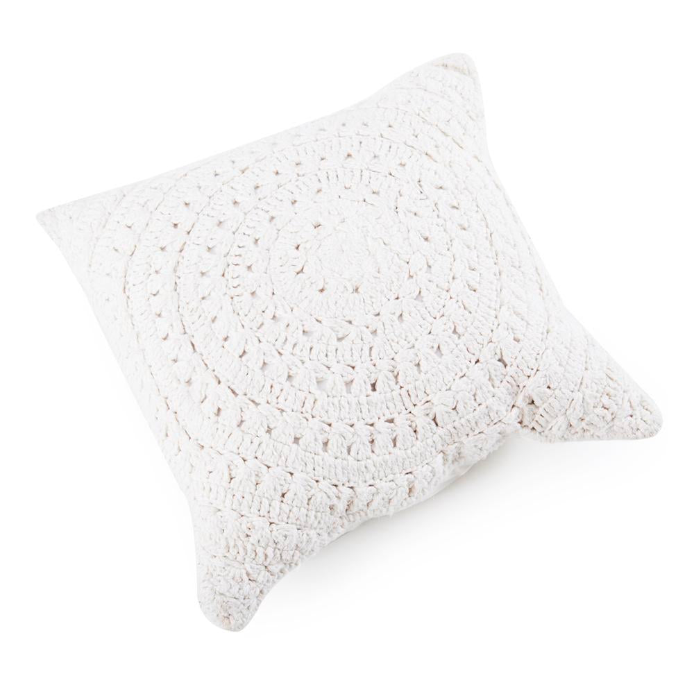 Off White Knit Circle Pattern Pillow