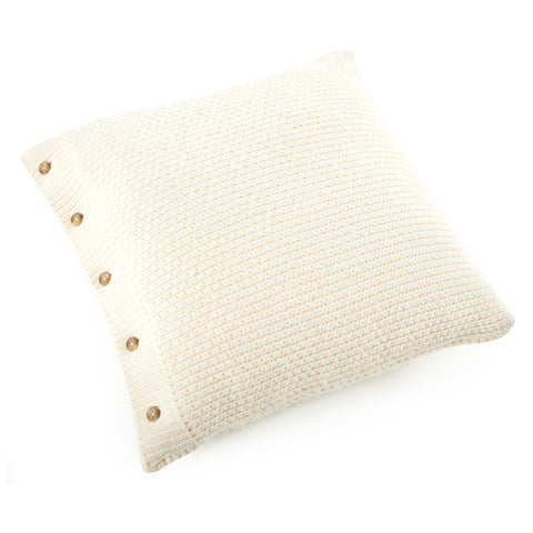 Cream Modern Knit Button Pillow