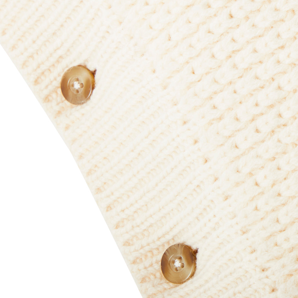 Cream Modern Knit Button Pillow