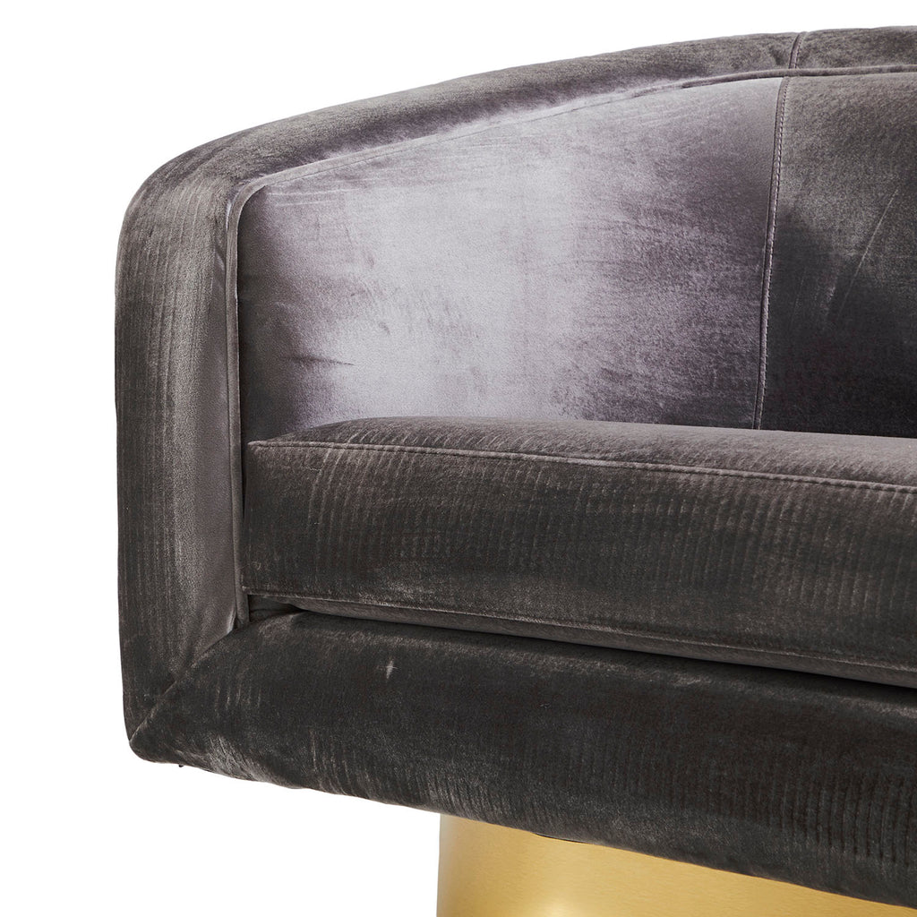 Charcoal Velvet and Gold Love Seat