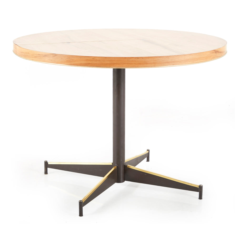 Round Light Wood and Black Base Kitchen Table