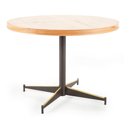 Round Light Wood and Black Base Kitchen Table