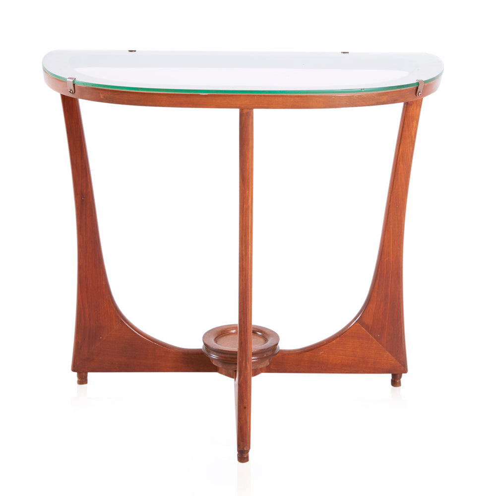 Wood & Glass Mid Century Three Legged End Table