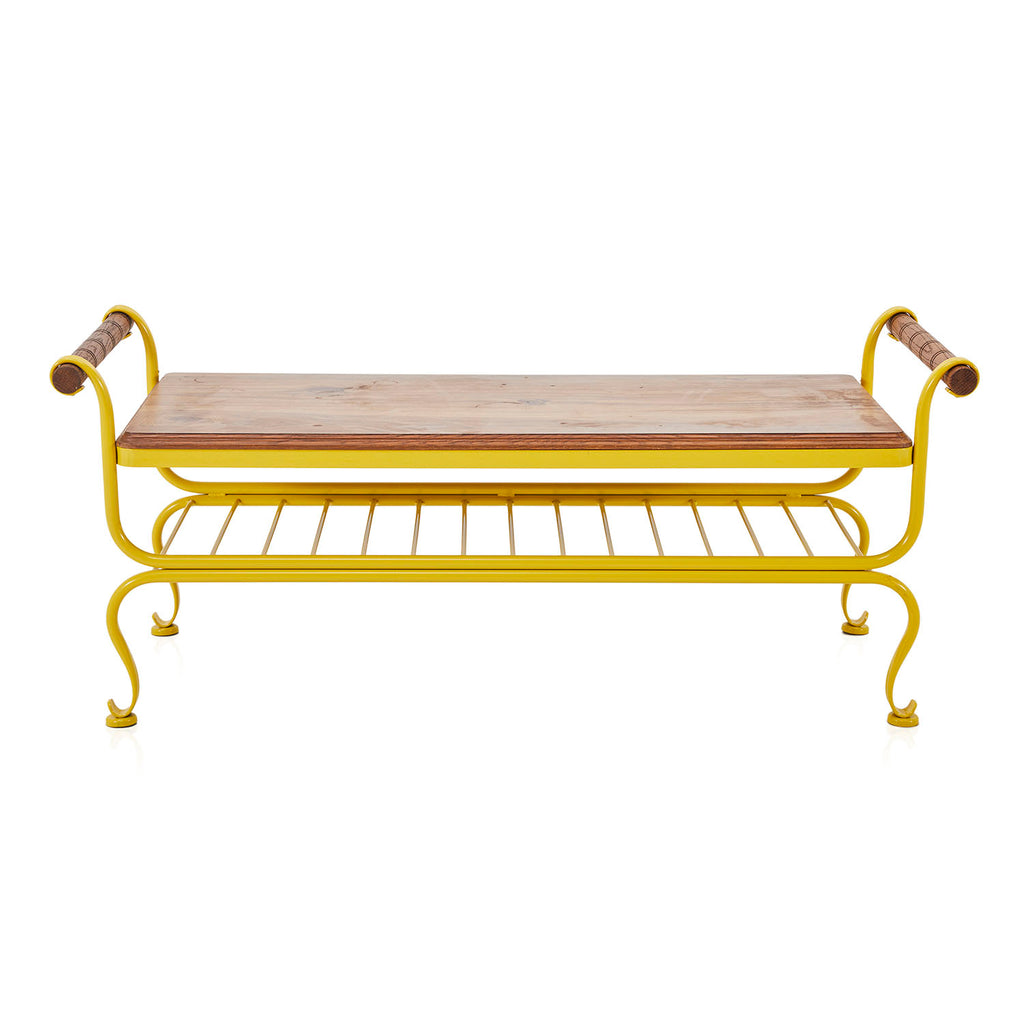 Wood + Yellow Outdoor Bench Coffee Table