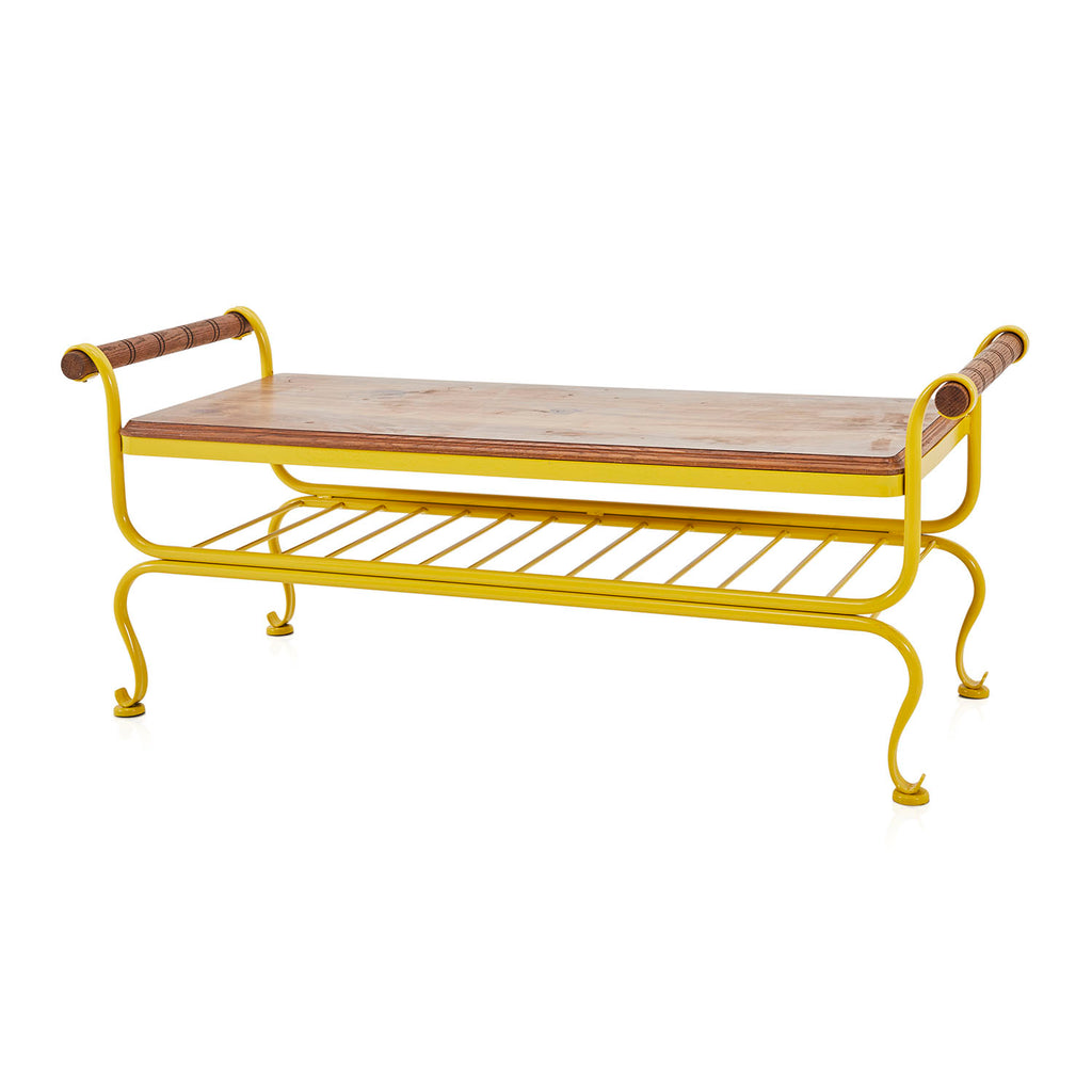 Wood + Yellow Outdoor Bench Coffee Table