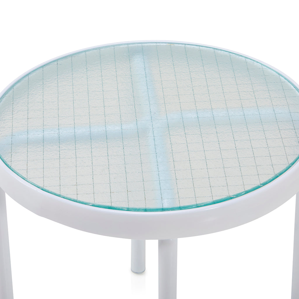 White Tempered Glass Side Table