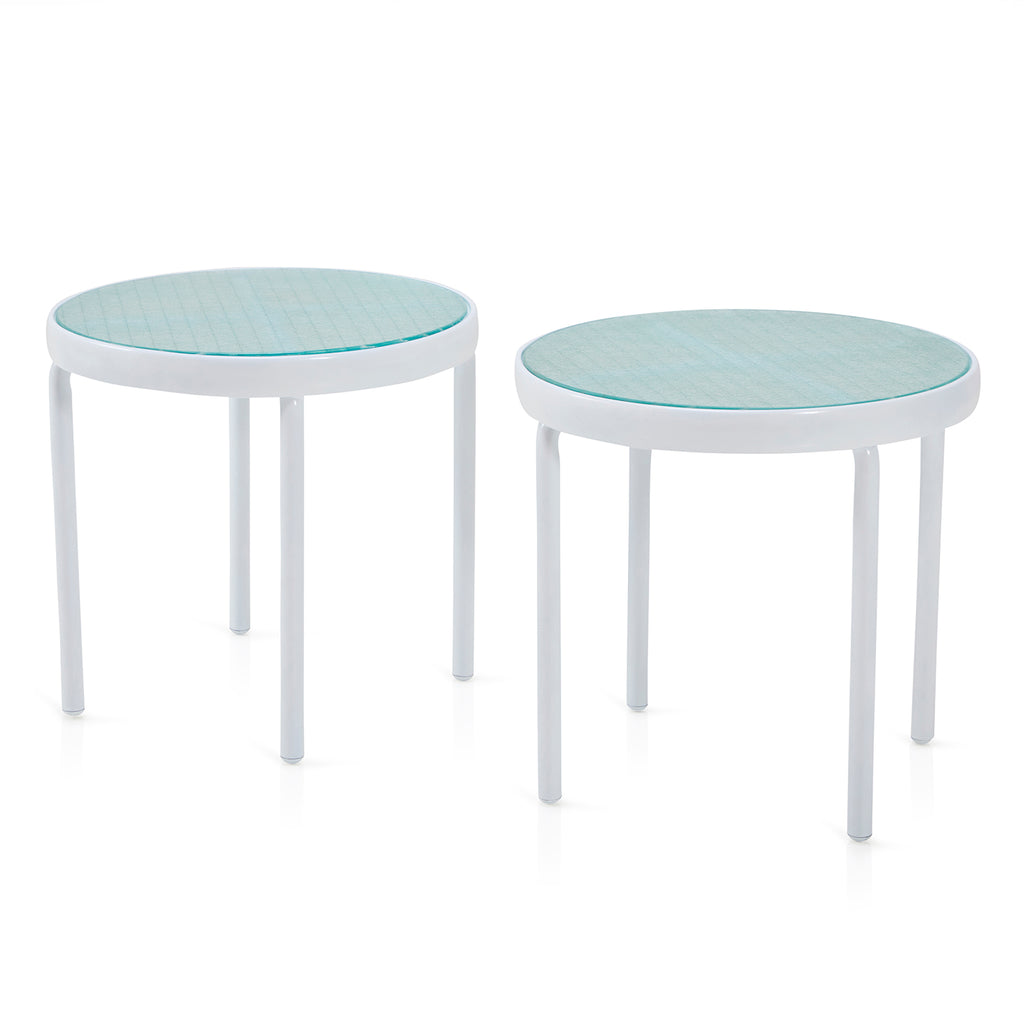 White Tempered Glass Side Table
