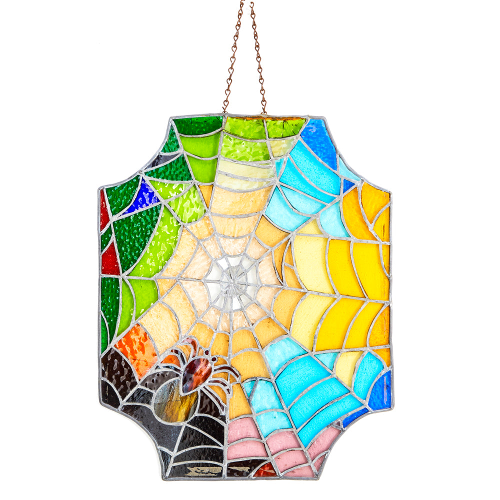 Rainbow Spiders Web Stained Glass Art