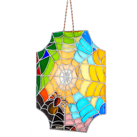 Rainbow Spiders Web Stained Glass Art