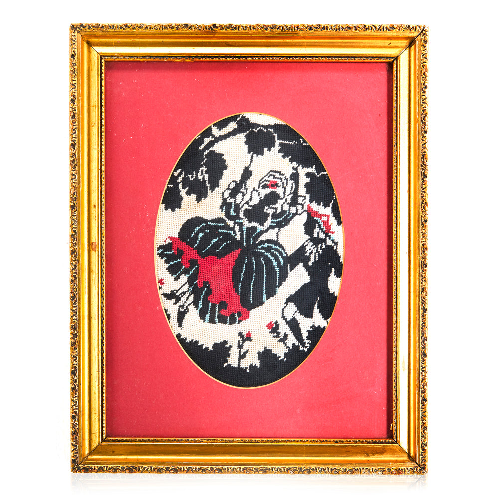 Needlepoint Red and Black Love Swing Artwork