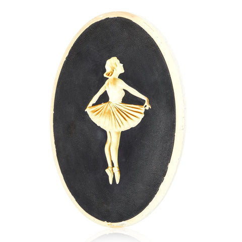 Black and Off-White Ballet Dancer Oval Artwork