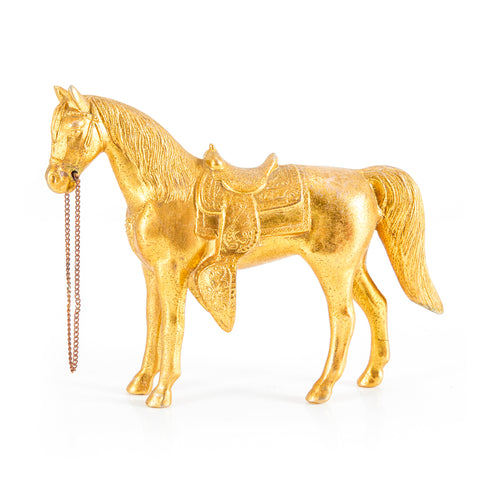 Gold Cowboy Horse Statue