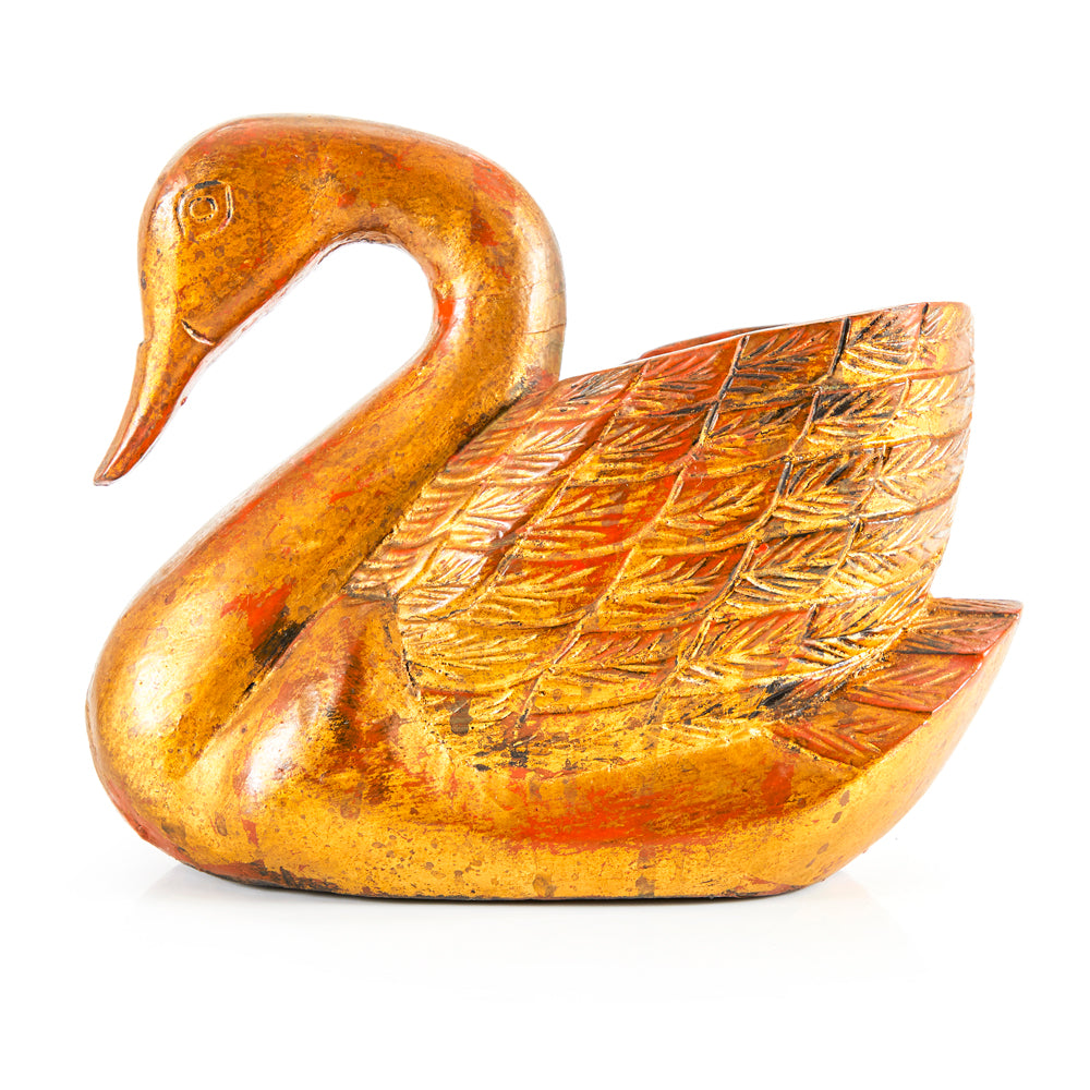 Gold Painted Wooden Swan