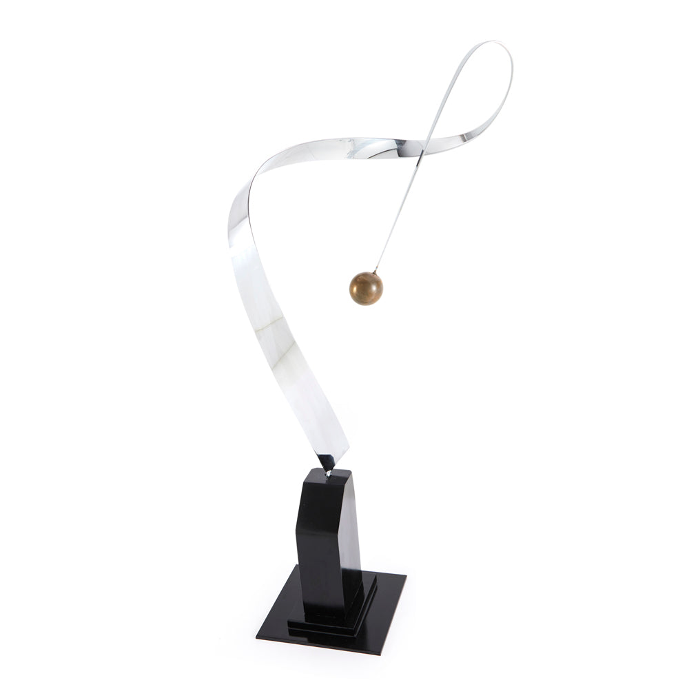 Chrome Ribbon Abstract Sculpture