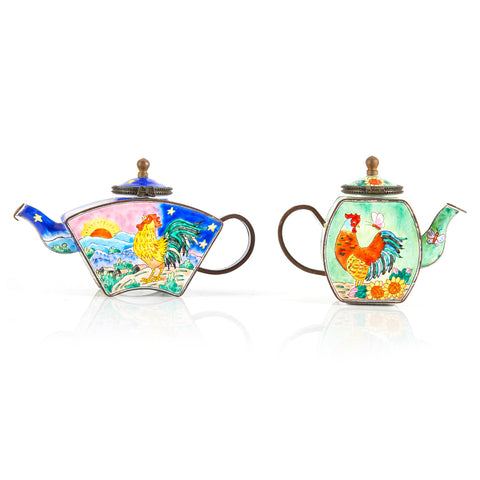 Hand Painted Rooster Tiny Tea Pot
